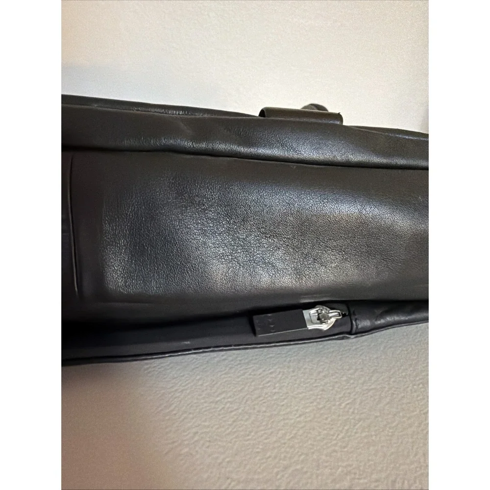 MCM Black Leather Briefcase Studded Embossed Document Case Laptop Bag W/ Tag